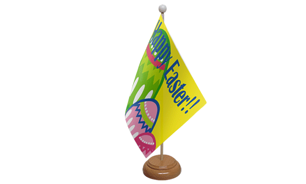 Happy Easter Small Flag with Wooden Stand